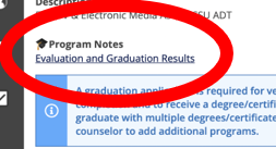 screen shot of link to Evaluation and Graduation Results