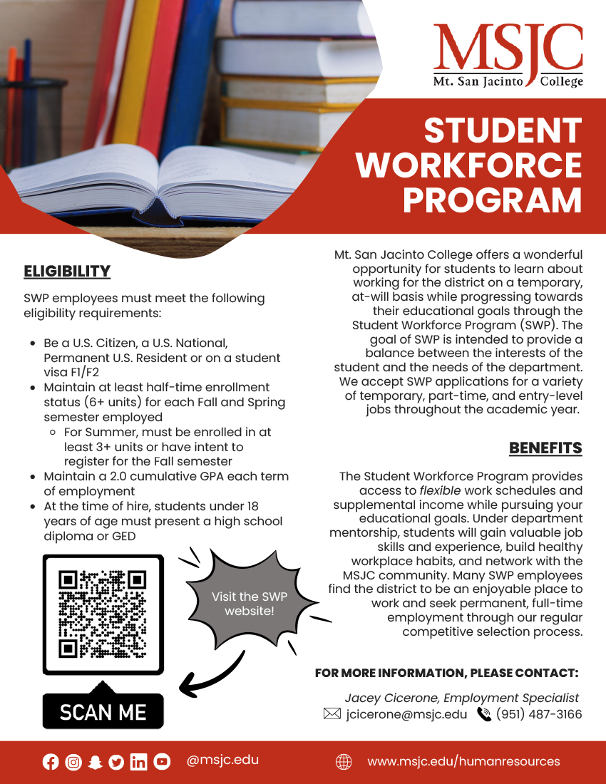 Student Workforce Program flyer