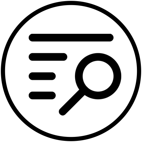 catalog and magnifying glass icon
